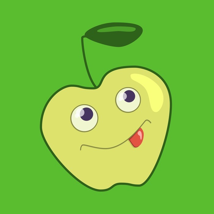 Cute cartoon green apple