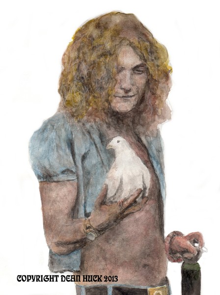 Robert Plant with Dove Watercolor by Dean Huck