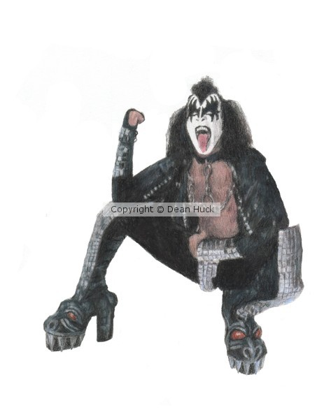 Gene Simmons - MONSTER - Original Colored Pencil Drawing by Dean Huck