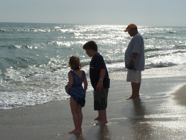 On the beach with the kids