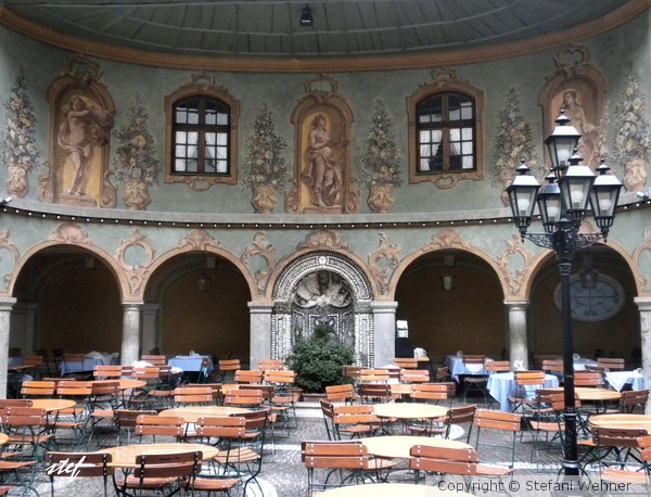 Bavarian beer garden in winter