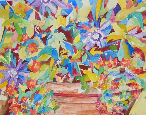 Flowers in Symphony, Aquarelle, 2012, 50 x 65 cm., 19.7 x 25.6 in