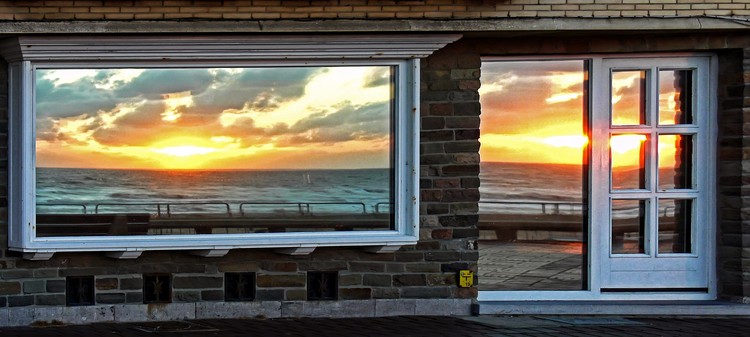Sunset in a window