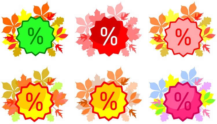 Set of discount symbols for autumn promotion
