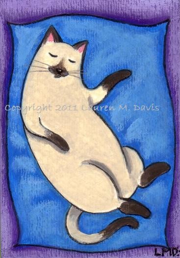 Siamese Cat ACEO 2.5x3.5in Painting Art