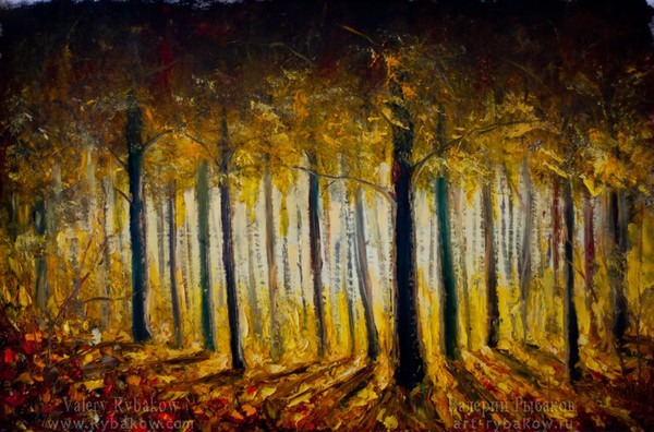Autumn Landscape oil Painting Gold in the woods