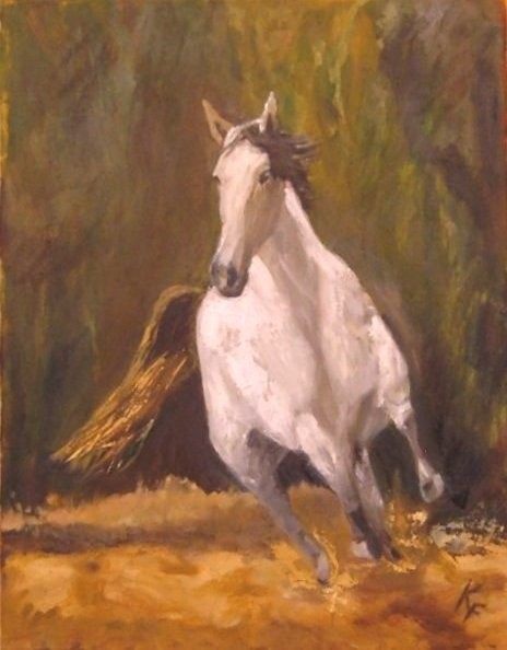 Charging White Horse