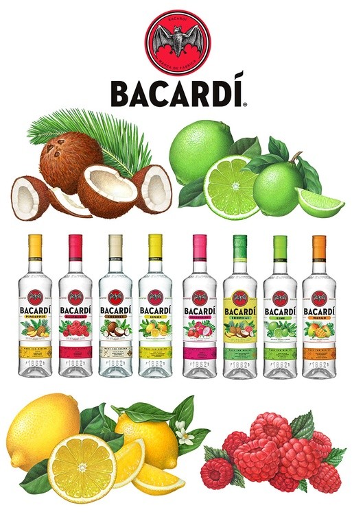 Bacardi Fruit Flavored Rum Illustrations