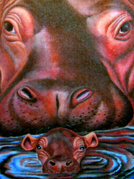 Hippopotamus and calf