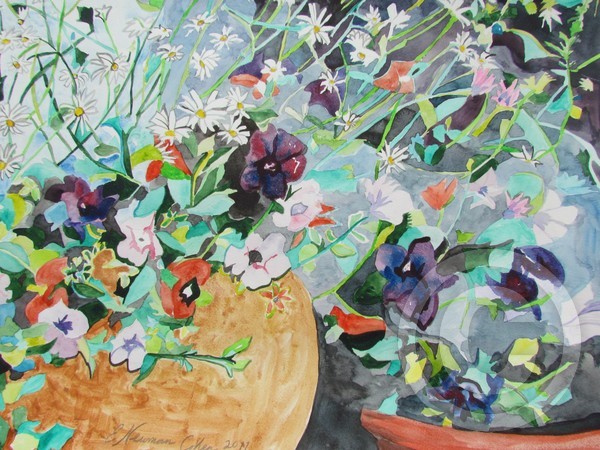 Flowers Light and Dark, Aquarelle, 2011, 65x50 cm., 25.6 x 19.7 in
