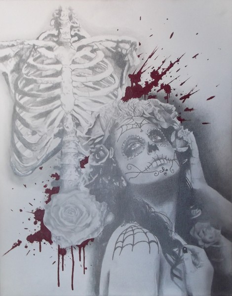 untitled #1 of 2 canvas dia de los muertos piece