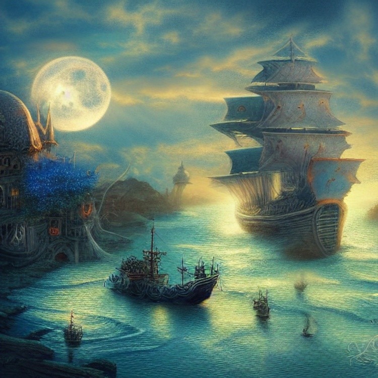 fantasy ship and port