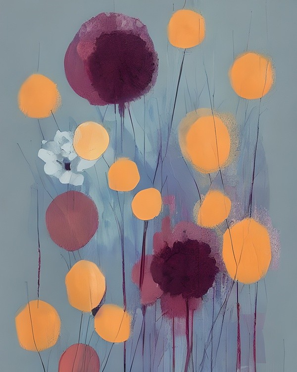 Abstract orange and pink flowers