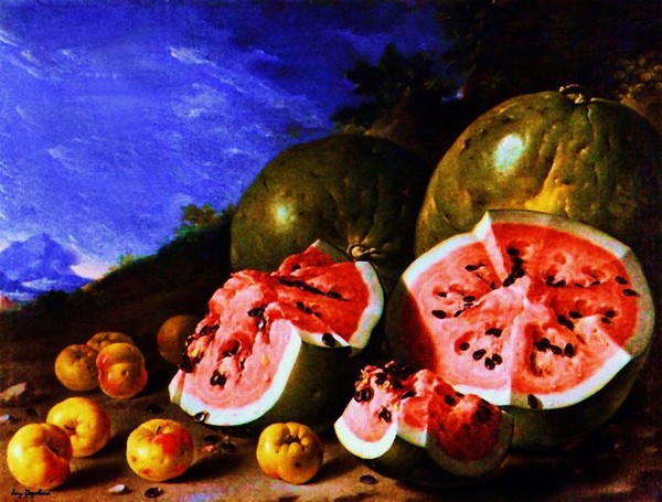 Watermelons and Apples (oil pastel)
