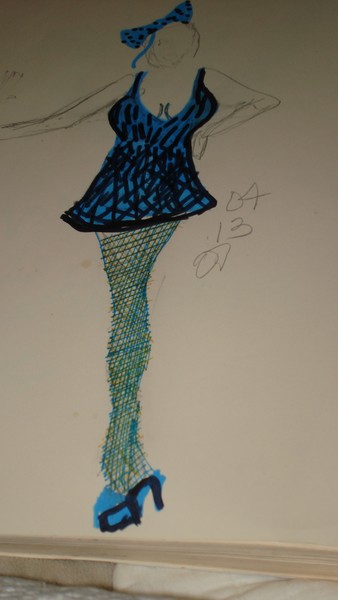 blue bowed fishnets