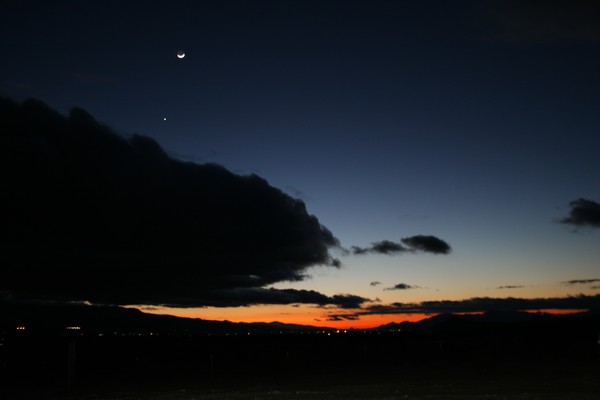 Moon and Star at Sunset