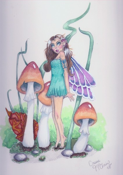 Mushroom fairy in watercolor