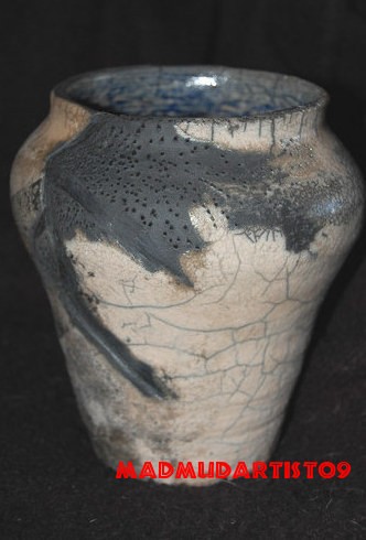 Stoneware Raku vase/Not water safe