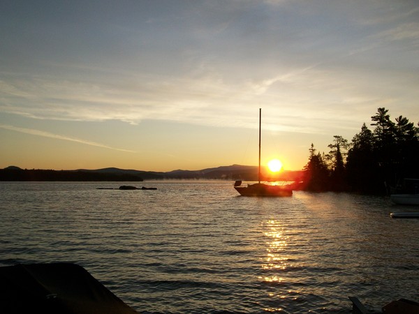 Sun rise over boat