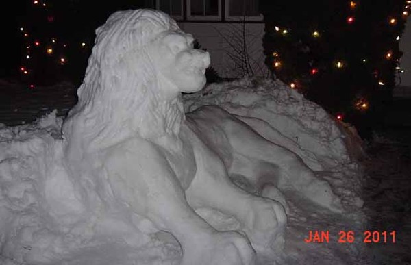 lion made out of snow