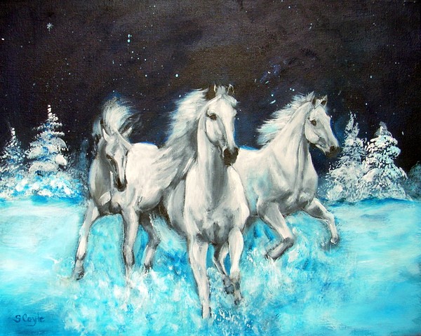 White Horses in snow