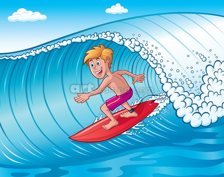 Teenage Surfer Riding A Wave