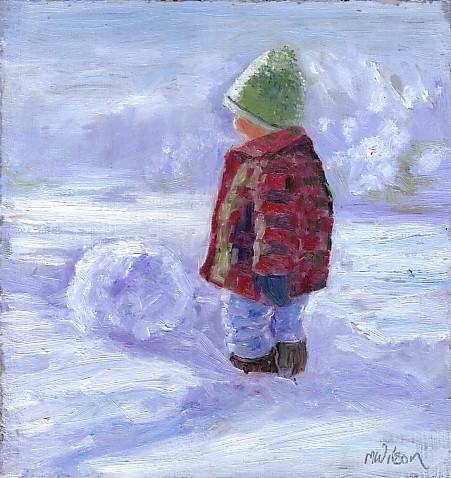 A Little Boy with a Big Snowball