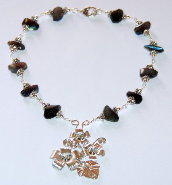 Labradorite sterling silver necklace