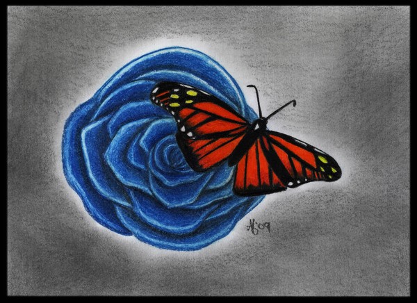 Blue Rose and Butterfly