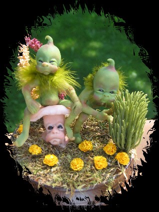 Pixie Faries with Mushroom Man Clay Sculpt 