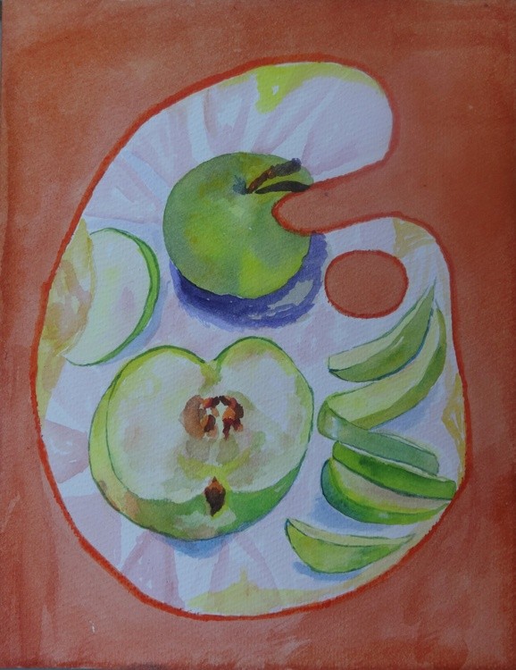 Palette with green apples