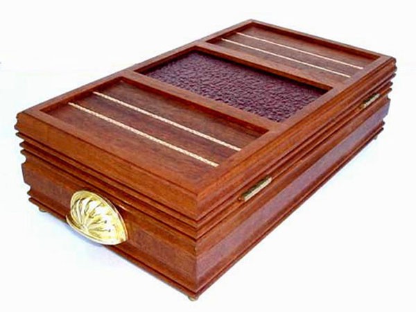 Solid 14 Karat Gold Banded Andiroba Jewelry Box