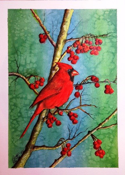 Cardinal and Berries