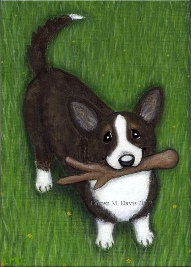 Cardigan Welsh Corgi Dog Painting Lauren M. Davis