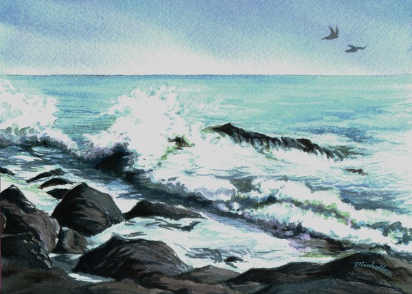 Two Birds on the Shore Watercolor/Print