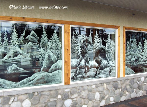 Window art by Mario Labonte ( winter landscape)