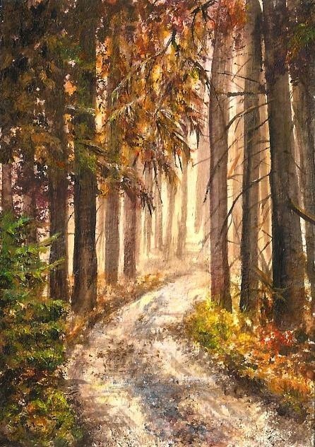 Forest autumn road