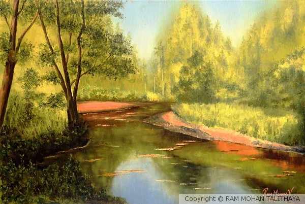 INDIAN LANDSCAPE OIL PAINTING