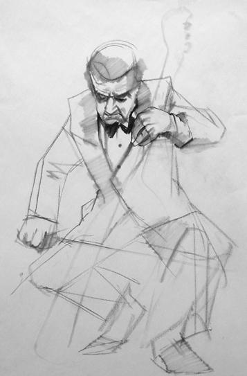 5 minute drawing of Antonio playing