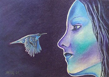 The Lady and the Honeyeater (ACEO)