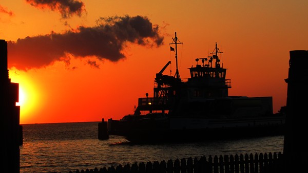 Ferry at Sunset on the Outer Banks