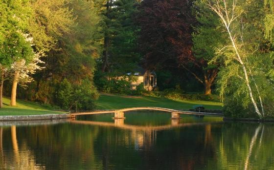 Bridge over Wood Pond water