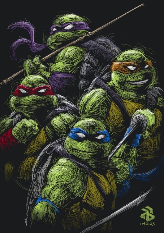 Scribble Art Portrait - TMNT