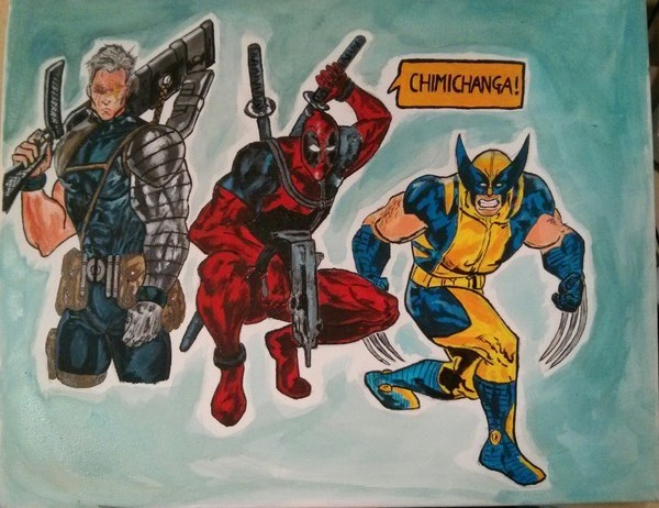 Cable, deadpool, wolverine canvas painting 