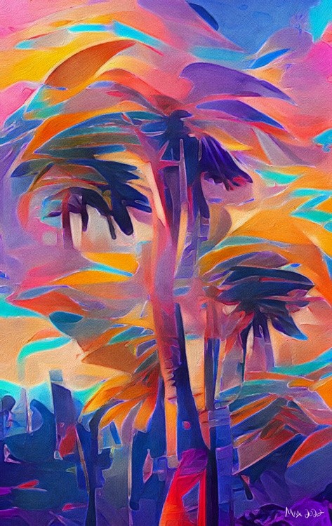 Gently Swaying Palm Trees