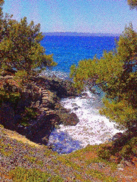 Halkidiki,Greece,steps to the coast