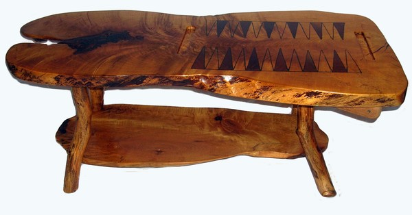 Tiger Maple Backgammon coffee table