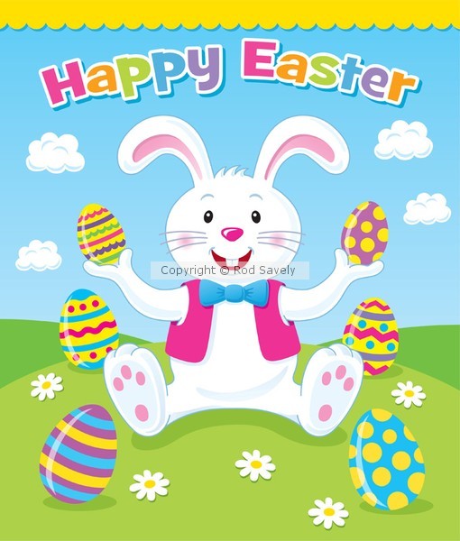 Easter Bunny Holding Easter Eggs