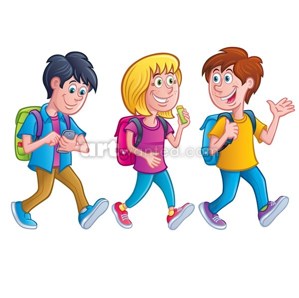 Kids Walking with Backpacks