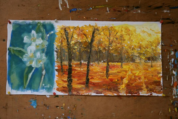 plenair-painting Autumn PARK 215. Oil on canvas.